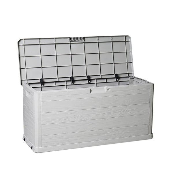 Svetlosivý plastový záhradný úložný box Woodys – Toomax-image-3