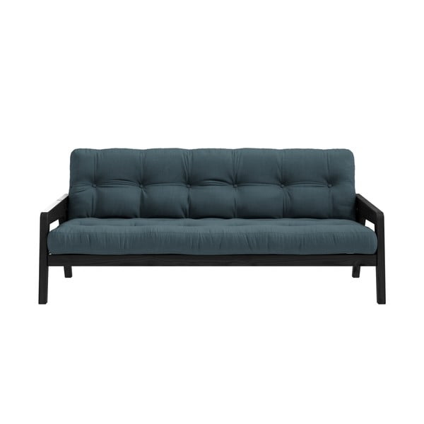 Čierna variabilní rozkladacia pohovka s futónom v petrolejovomodrej farbe Karup Design Grab Black/Petrol Blue