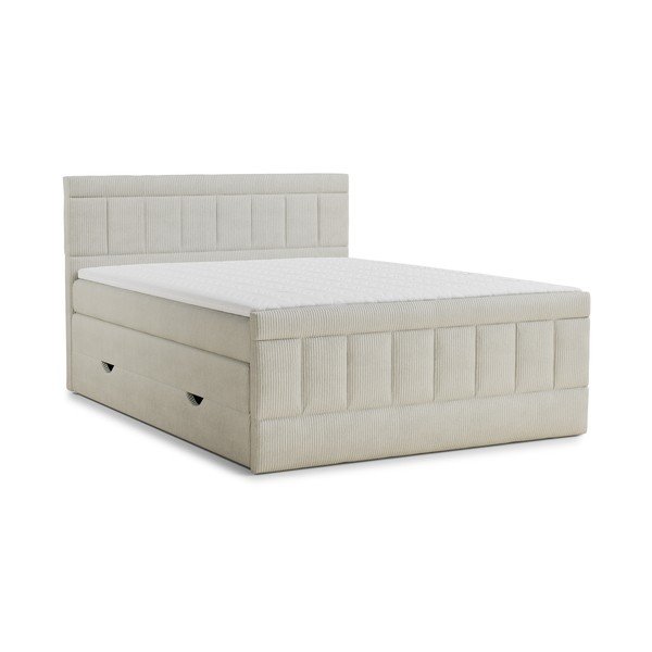 Béžová boxspring posteľ s úložným priestorom 200x200 cm Caya – Maison de Rêve