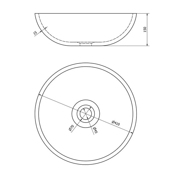 Sivé keramické okrúhle umývadlo ø 41 cm Priori – Sapho-image-4