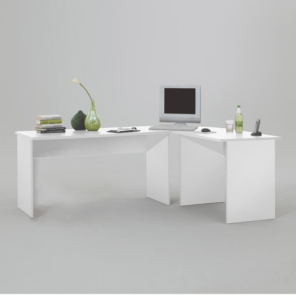 Rohový pracovný stôl Till, biely