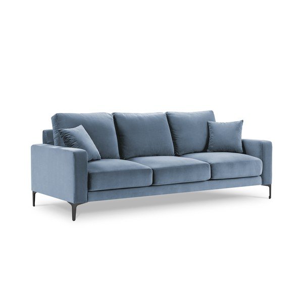 Svetlomodrá zamatová pohovka Kooko Home Harmony, 220 cm-image-3