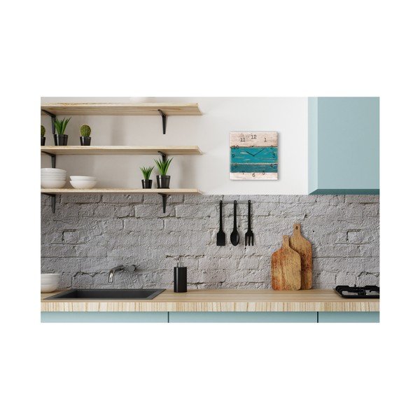 Nástenné hodiny Styler Glassclock Blue Wood, 30 × 30 cm-image-1