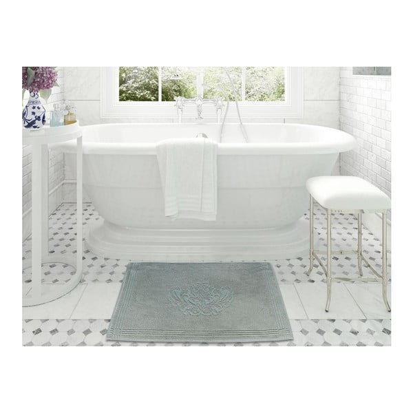 Mätovozelená kúpeľňová predložka z čistej bavlny, 50 × 80 cm