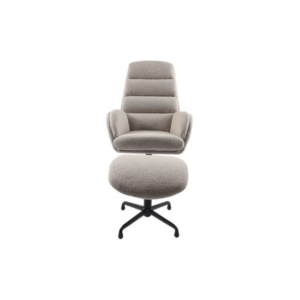 Svetlosivé relaxačné kreslo s podnožkou z textílie buklé Sifton – Unique Furniture-image-2