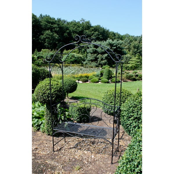 Čierna kovová záhradná lavica Colima – Garden Pleasure-image-2