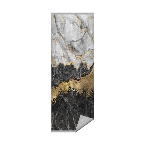 Čierno-biely prateľný koberec behúň 80x200 cm – Mila Home