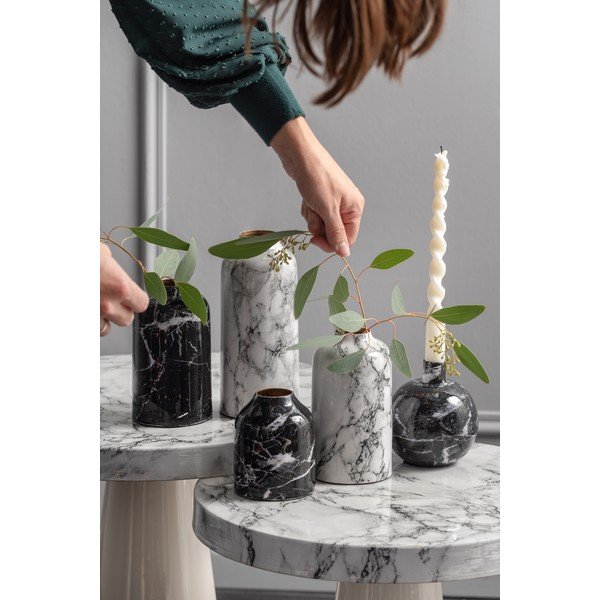 Čierno-biela železná váza PT LIVING Marble, výška 10 cm-image-1