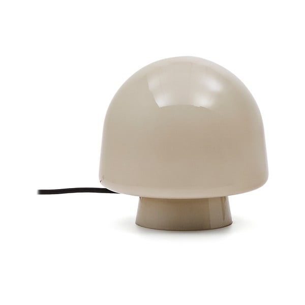 Stolová lampa sivobéžová so skleneným tienidlom (výška 20 cm) Reig – Kave Home