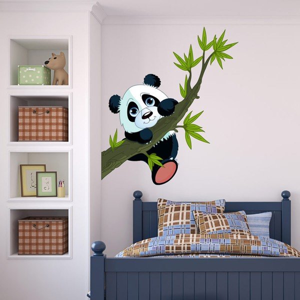 Nástenná detská samolepka Ambiance Panda On Branches-image-1