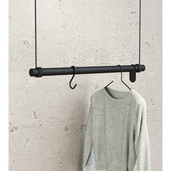 Čierny nástenný vešiak z dubového dreva 80 cm Swing M – LIND DNA-image-1