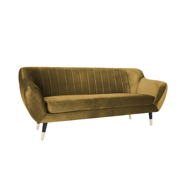 Horčicovožltá pohovka s čiernymi nohami Mazzini Sofas Benito, 188 cm-image-2