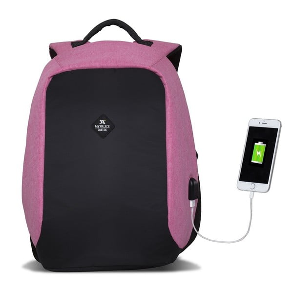 Čierno-ružový batoh s USB portom My Valice SECRET Smart Bag-image-2