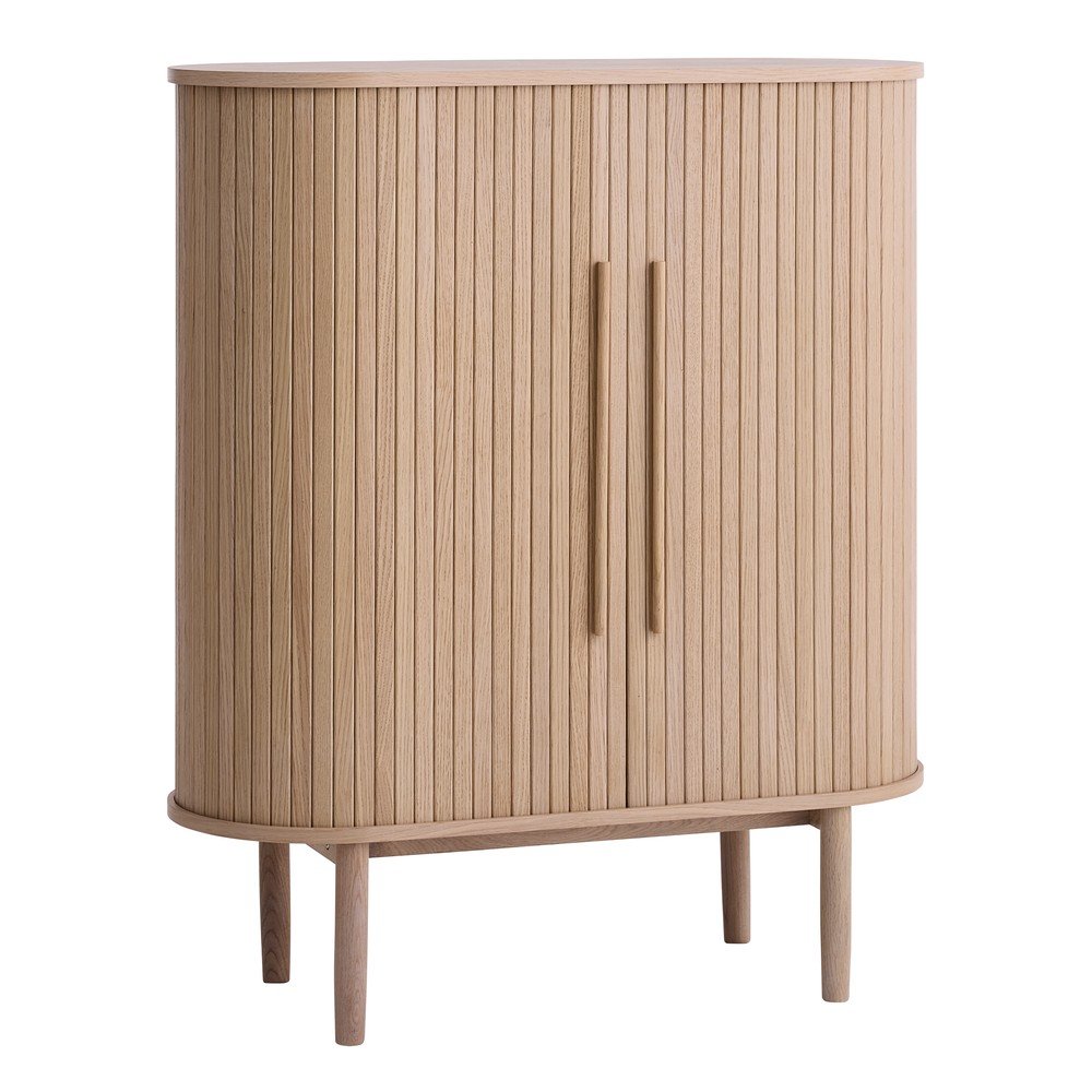 E-shop Skrinka v dekore duba s posuvnými dverami v svetlo prírodnej farbe 100x118x40 cm Meta – Unique Furniture