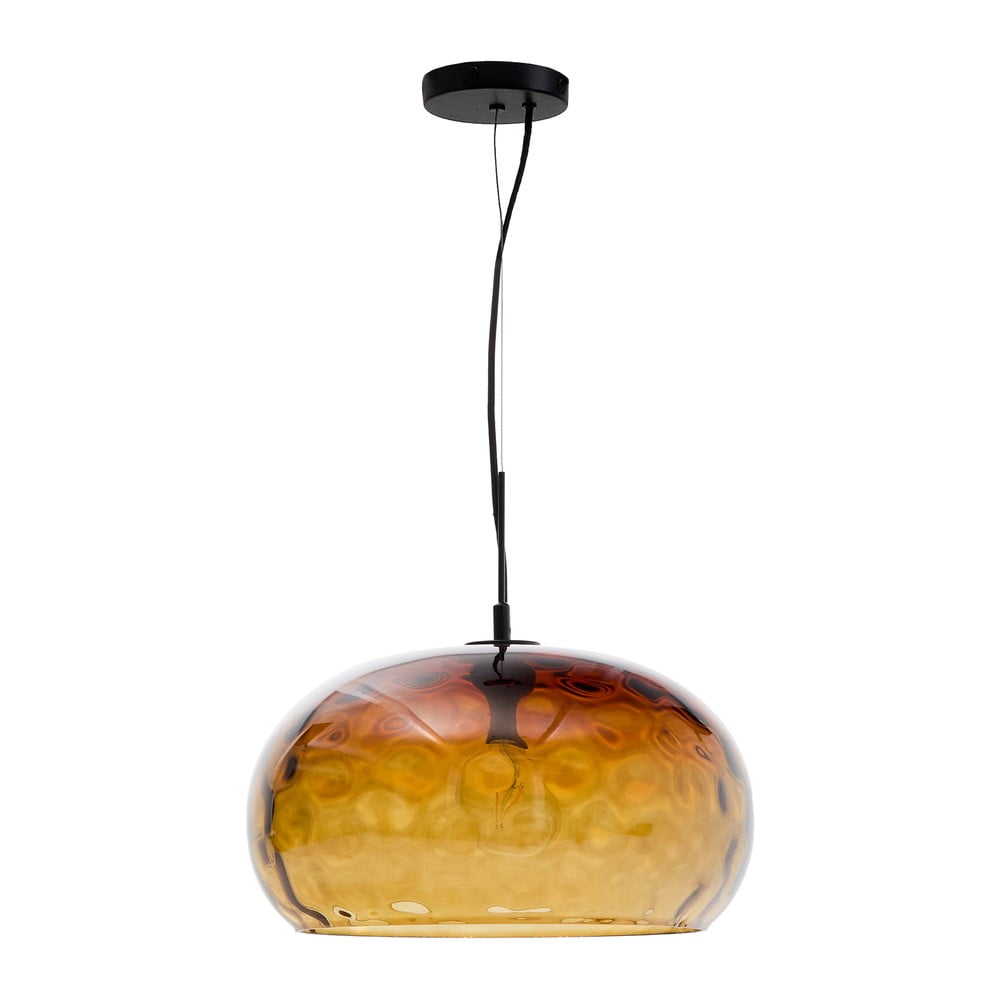 Jantárové sklenené závesné svietidlo so skleneným tienidlom ø 40 cm Balma – Kave Home