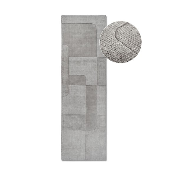 Sivý ručne tkaný vlnený behúň 80x250 cm Charlotte – Villeroy&Boch