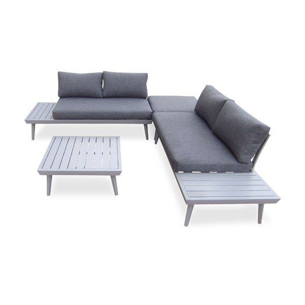 Set šedej záhradné sedačky a konferenčného stolíka Bobochic Paris Vigo Gris-image-2