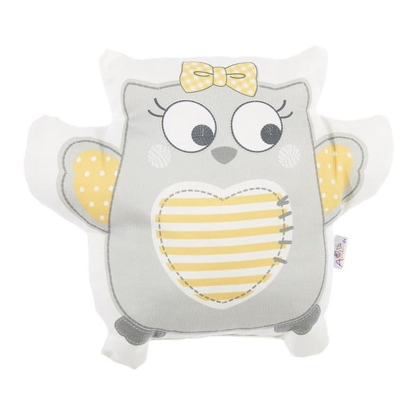 Sivý detský vankúšik s prímesou bavlny Mike & Co. NEW YORK Pillow Toy Owl, 32 x 26 cm