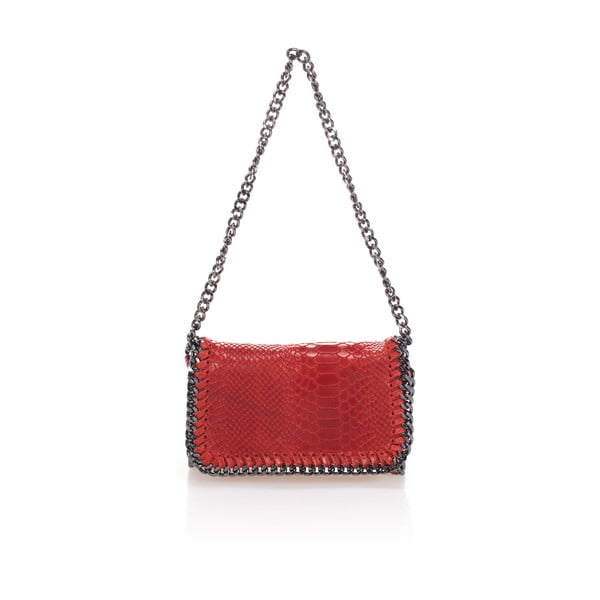 Červená kožená listová kabelka Lisa Minardi Baso
