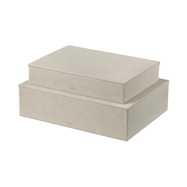 Béžové úložné boxy v súprave 2 ks s vekom z umelej kože 40x30x11 cm Sahla – Blomus