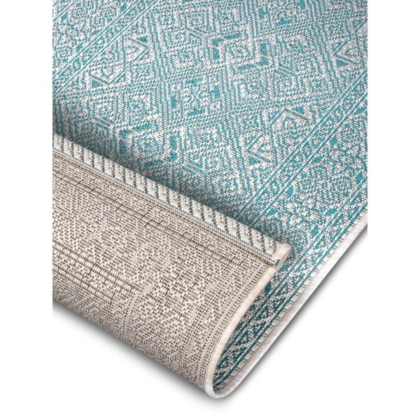 Tyrkysovo-béžový vonkajší behúň NORTHRUGS Cuadrado, 70 x 300 cm-image-4