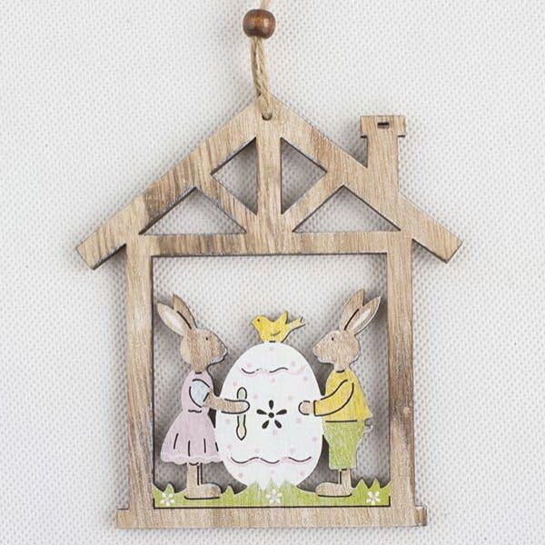 Drevená závesná dekorácia Dakls Easter Owl In House