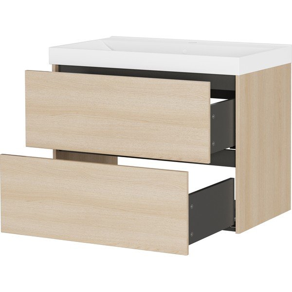 Závesná skrinka pod umývadlo v dekore duba v prírodnej farbe 81x65 cm Bodera – Germania-image-4