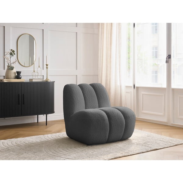 Tmavosivé kreslo z textílie buklé Janissaire – Bobochic Paris-image-1