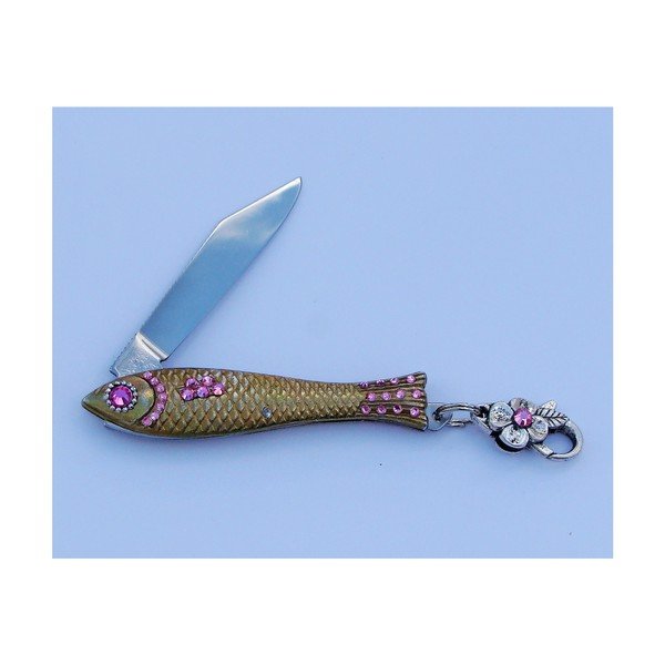 Darčekové balenie 2 nožíkov rybička Ružové a modreé kryštály, v plechovej krabičke-image-2