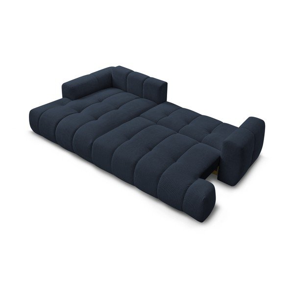 Tmavomodrá rozkladacia/s úložným priestorom rohová pohovka (ľavý roh/s leňoškou) Fuji – Bobochic Paris-image-4