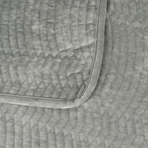 Sivozelený zamatový prešívaný pléd 230x260 cm – Ixia-image-1