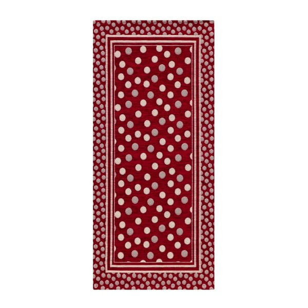 Červený vysokoodolný kuchynský koberec Webtapetti Sphere Rosso, 55 x 190 cm
