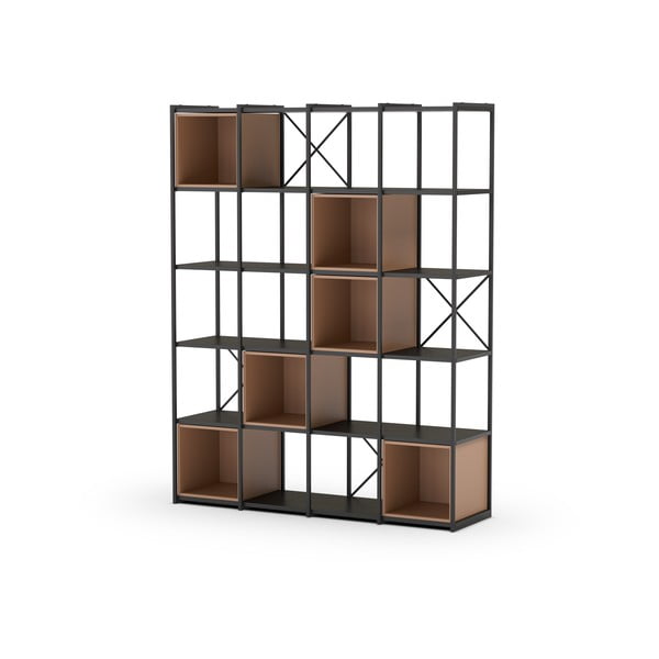 Knižnica v čierno-tehlovej farbe 140x179 cm Anya – Marckeric-image-3