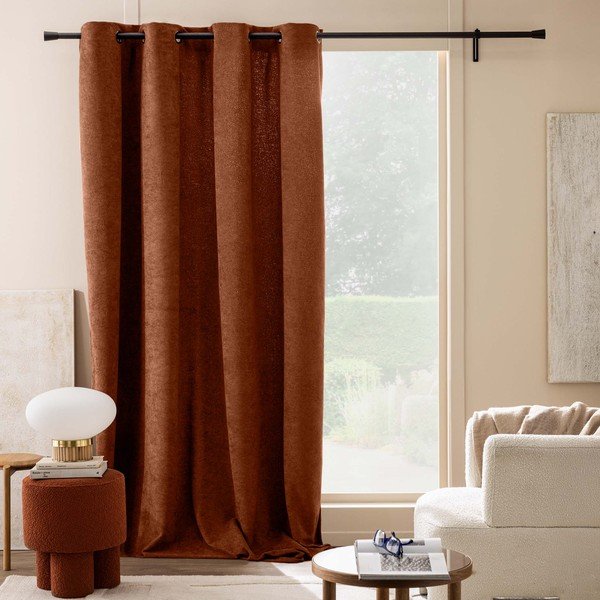 Záves z materiálu buklé v terakotovej farbe 140x260 cm Winona – douceur d'intérieur-image-3