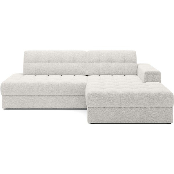 Krémovobiela rozkladacia rohová pohovka z textílie buklé (pravý roh/s leňoškou) Blezalt – ELTAP