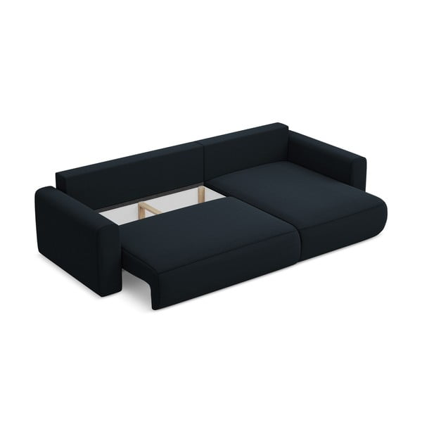 Tmavomodrá zamatová rozkladacia/s úložným priestorom rohová pohovka (pravý roh/s leňoškou) Kapua – Makamii-image-4