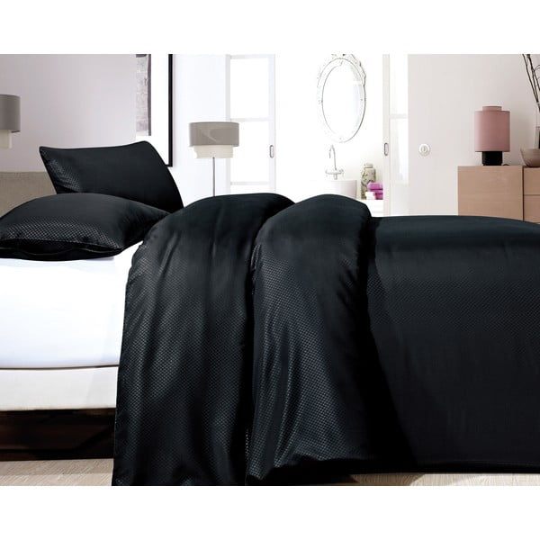 Čierne obliečky z mikroperkálu na jednolôžko Sleeptime Satin, 140 × 200 cm