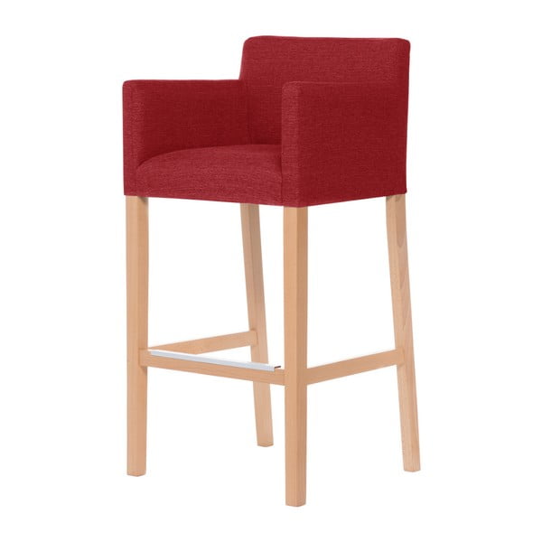Červená barová stolička s hnedými nohami Ted Lapidus Maison Sillage
