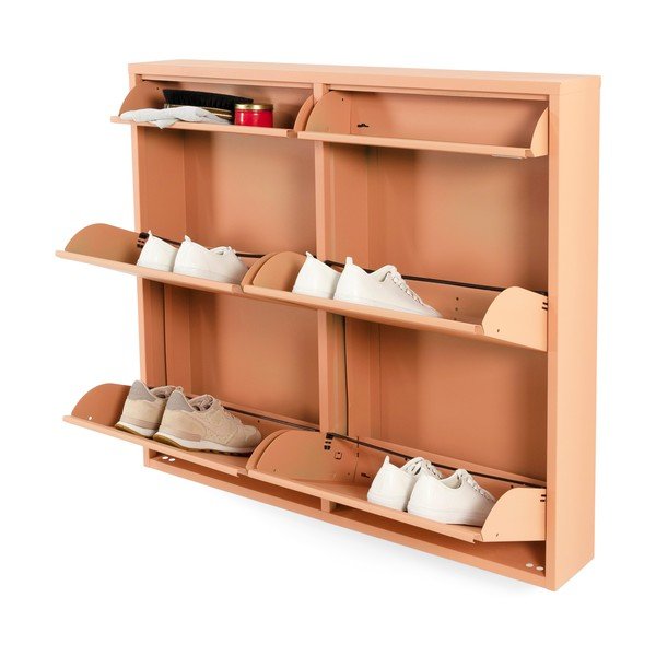 Kovová výklopná skrinka na topánky v lososovej farbe 98x86x15 cm Billy – Spinder Design-image-3