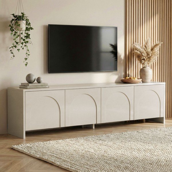 Krémovobiely TV stolík 180x45x32 cm Aurelia – Kalune Design-image-1