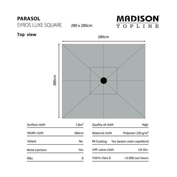 Zelený slnečník 280x280 cm Syros - Madison-image-2