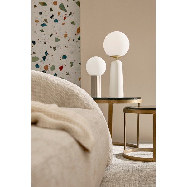 Biela kovová stolová lampa so skleneným tienidlom (výška  51 cm) Delphine – Bizzotto-image-2