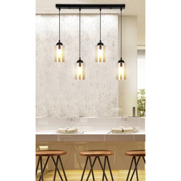 Čierne závesné svietidlo so skleneným tienidlom 10x65 cm Bistro - Candellux Lighting-image-1