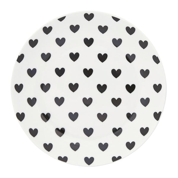 Keramický tanier Miss Étoile Black Hearts, ⌀ 17 cm

