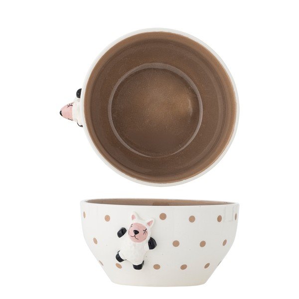 Biela/hnedá kameninová detská miska ø 14 cm Dolly – Bloomingville Mini-image-3