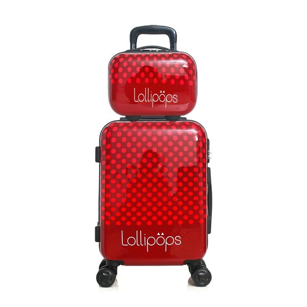Set červeného kufra na 4 kolieskach a menšieho kufríka Lollipops Penny-image-1