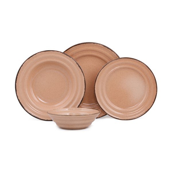 24-dielna súprava oranžového porcelánového riadu Kütahya Porselen Basis-image-2