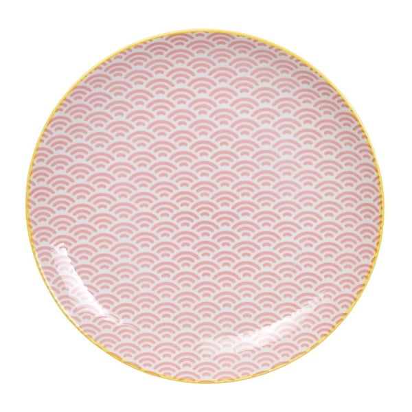 Ružový porcelánový tanier Tokyo Design Studio Wave, ⌀ 25,7 cm