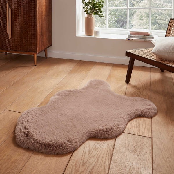 Svetlohnedá syntetická kožušina 60x90 cm Super Teddy – Think Rugs-image-1