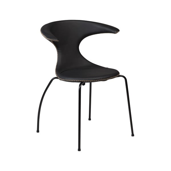 Čierna kožená jedálenská stolička s kovovou podnožou DAN–FORM Denmark Flair